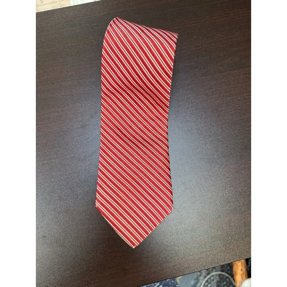 NWT Tommy Hilfiger Vintage 100%‎ Silk Necktie Red White Stripe Made In USA